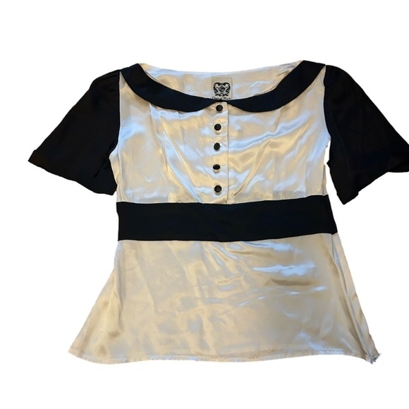 Black & White Funky Queen Of Hearts Top - Picture 1 of 3